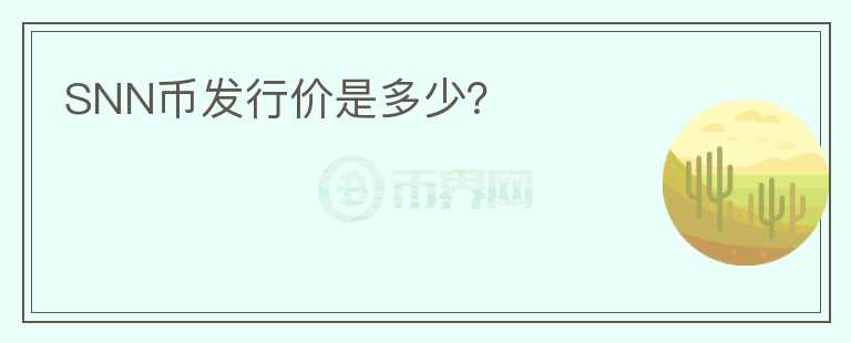SNN幣發(fā)行價是多少？