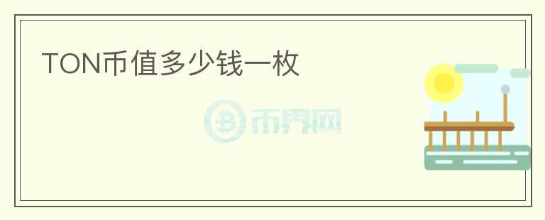 TON幣值多少錢一枚