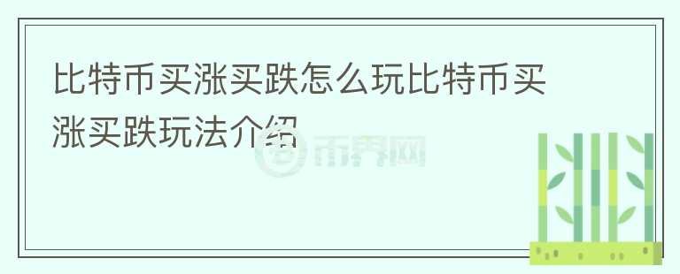 比特幣買漲買跌怎么玩比特幣買漲買跌玩法介紹