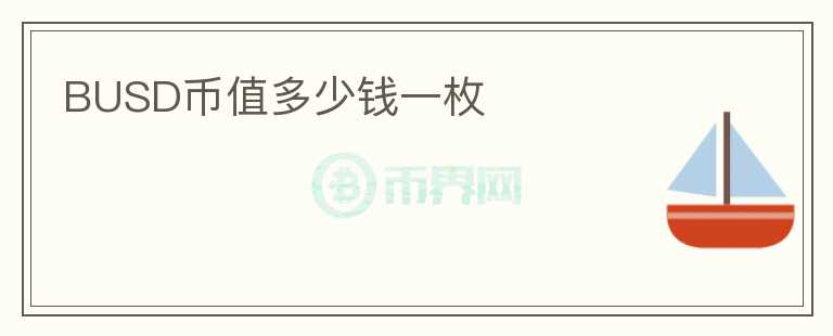 BUSD幣值多少錢一枚