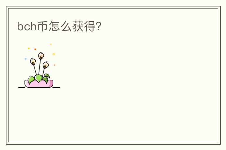 bch幣怎么獲得？