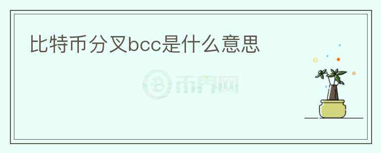 比特幣分叉bcc是什么意思