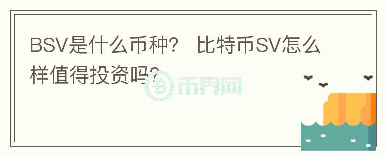 BSV是什么幣種？ 比特幣SV怎么樣值得投資嗎？
