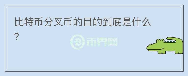 比特幣分叉幣的目的到底是什么？