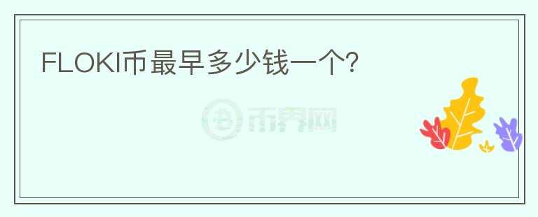 FLOKI幣最早多少錢一個？