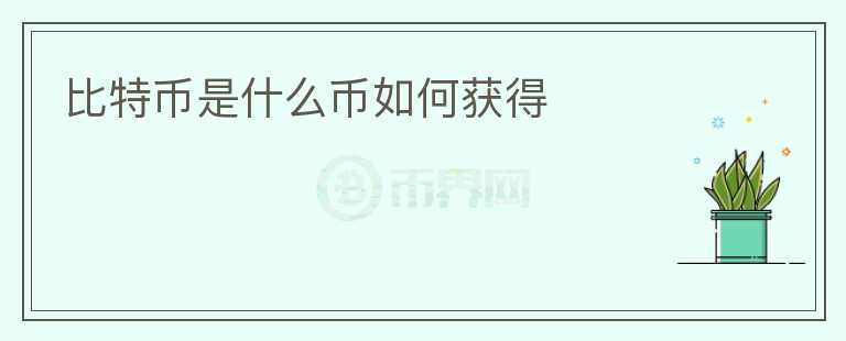 比特幣是什么幣如何獲得