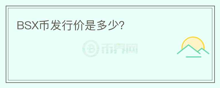 BSX幣發(fā)行價是多少？
