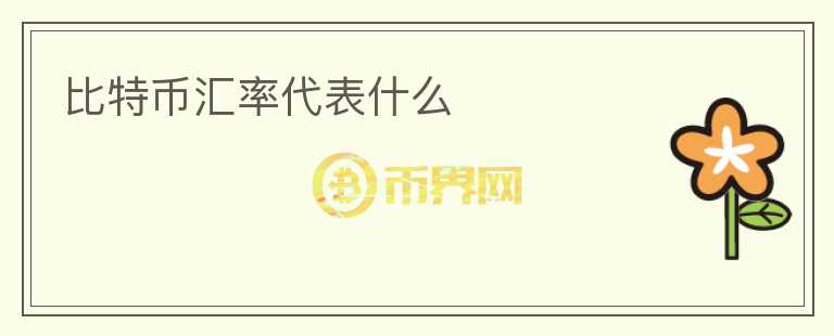 比特幣匯率代表什么