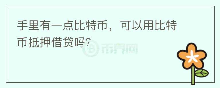 手里有一點(diǎn)比特幣，可以用比特幣抵押借貸嗎？