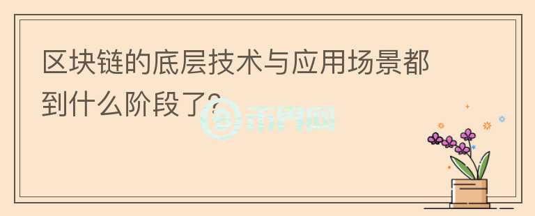 區(qū)塊鏈的底層技術(shù)與應(yīng)用場(chǎng)景都到什么階段了？