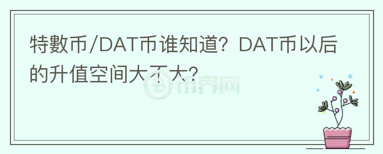 特數(shù)幣/DAT幣誰知道？DAT幣以后的升值空間大不大？