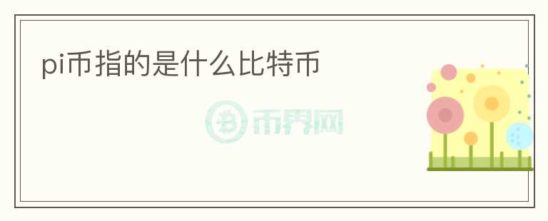 pi幣指的是什么比特幣