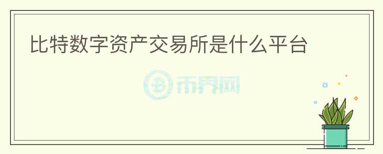 比特?cái)?shù)字資產(chǎn)交易所是什么平臺(tái)