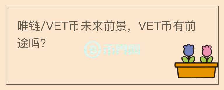 唯鏈/VET幣未來前景，VET幣有前途嗎？
