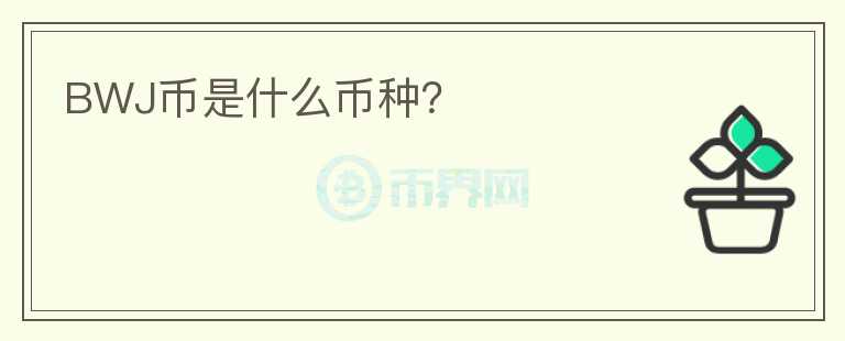 BWJ幣是什么幣種？