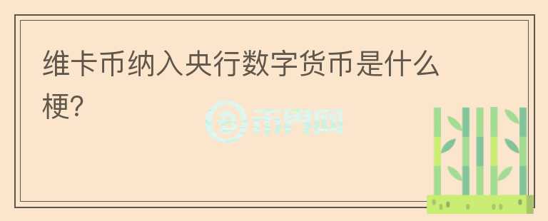 維卡幣納入央行數(shù)字貨幣是什么梗？