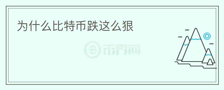 為什么比特幣跌這么狠