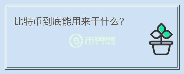 比特幣到底能用來干什么？