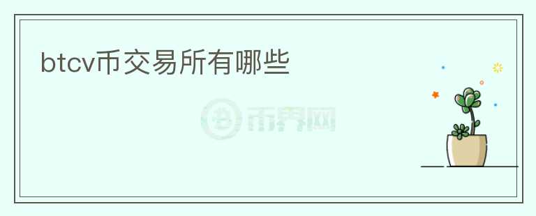 btcv幣交易所有哪些