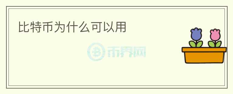 比特幣為什么可以用