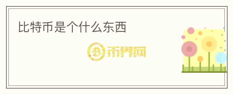 比特幣是個(gè)什么東西