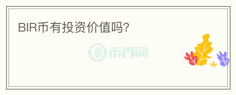 BIR幣有投資價值嗎？