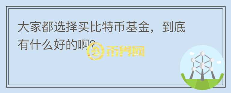 大家都選擇買比特幣基金，到底有什么好的??？