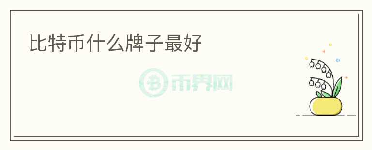 比特幣什么牌子最好